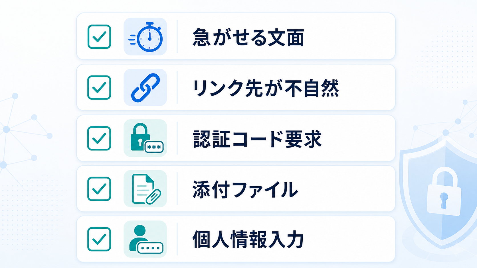 複数の不審点が重なるほど、慎重に確認する必要があります。
