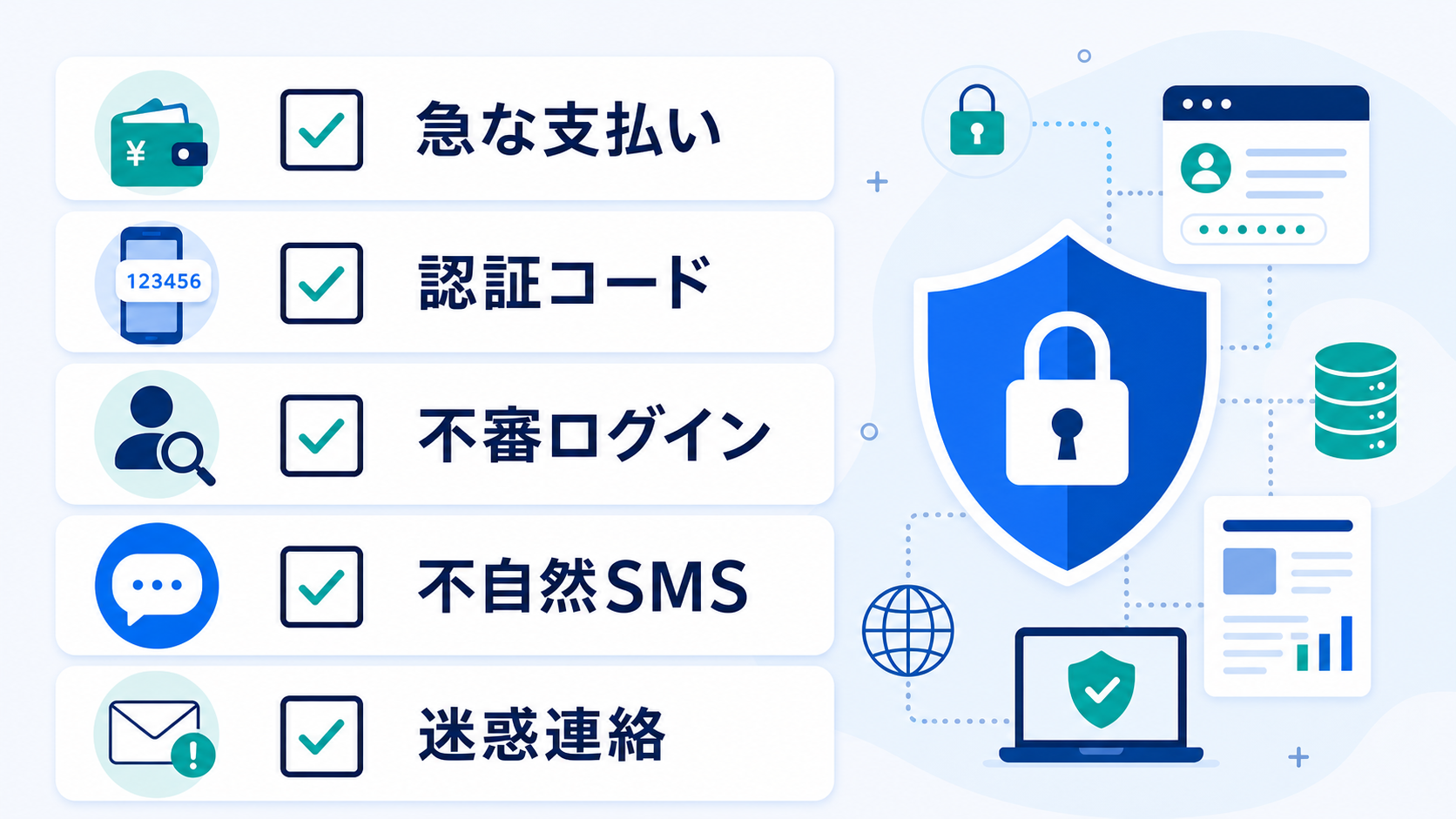 不審な変化に気づくことが、被害の拡大を防ぐ第一歩です。
