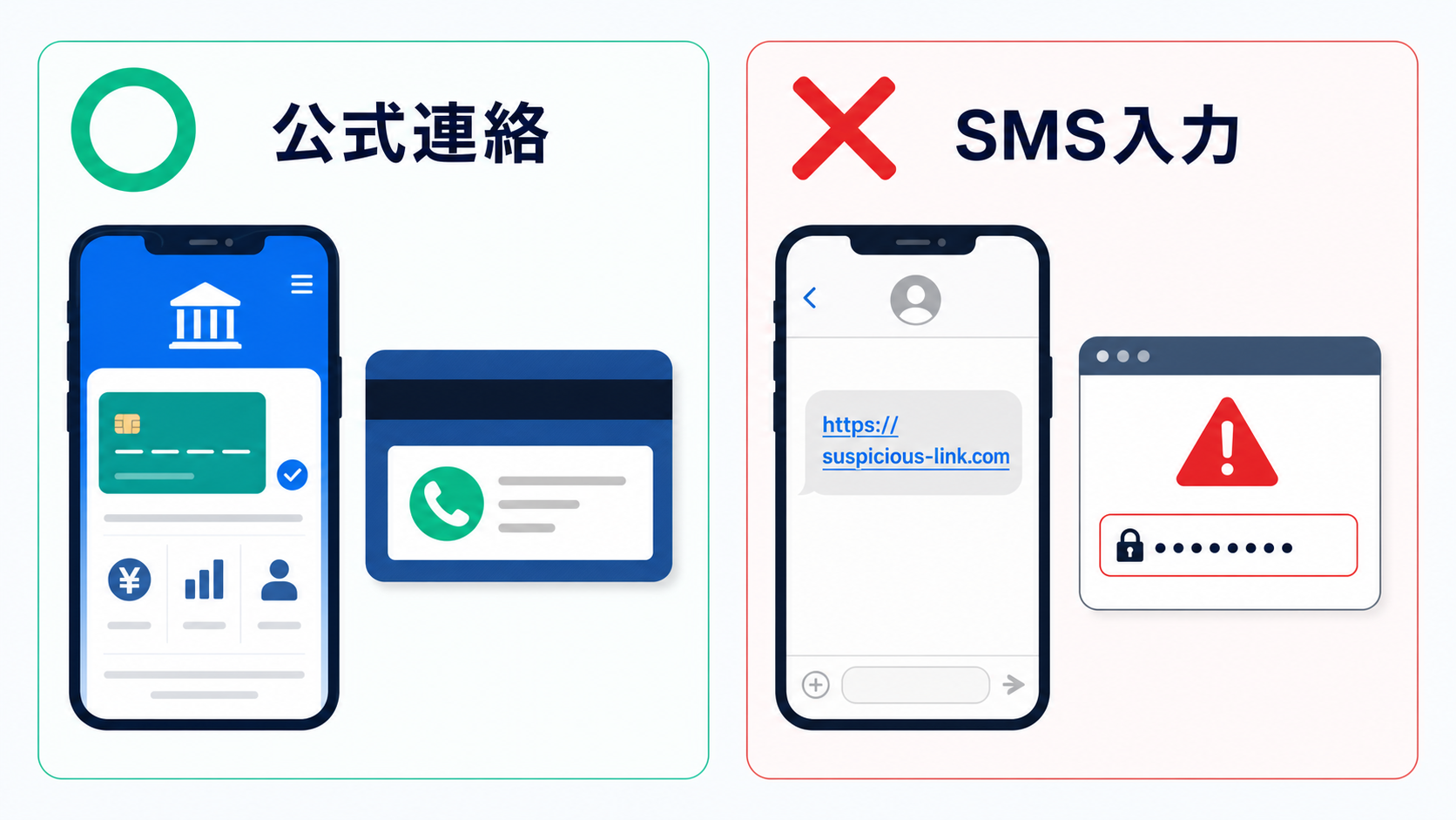 連絡や入力の入口が本物かどうかを確認します。