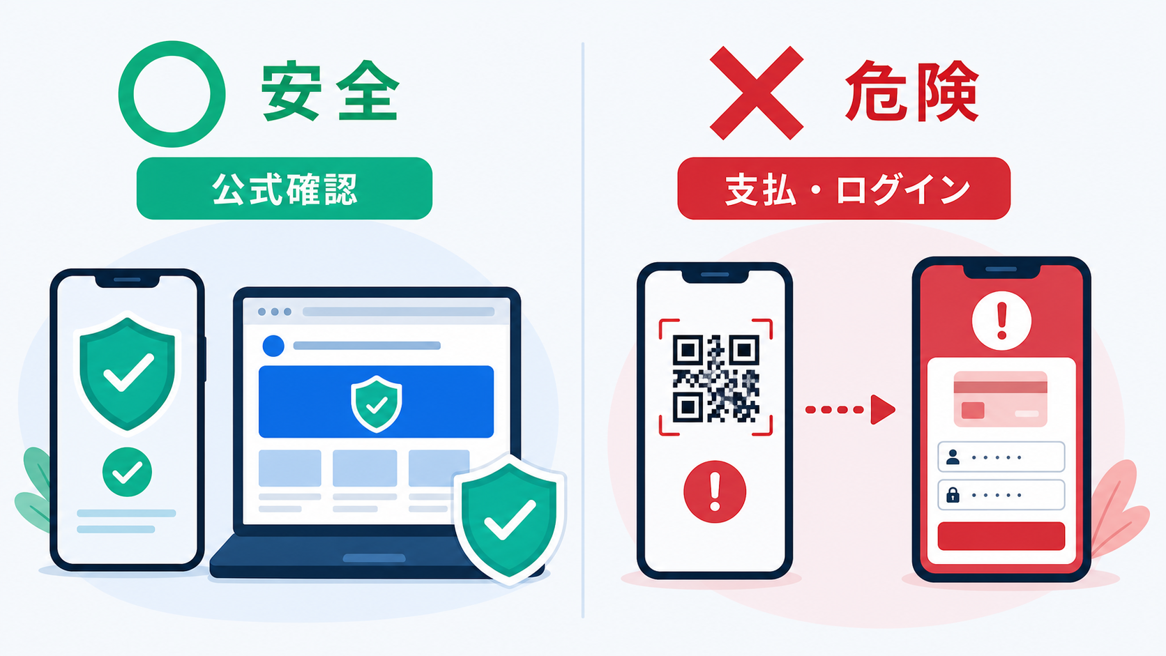 QRコードの見た目より、読み取った後のURLと要求内容を確認します。