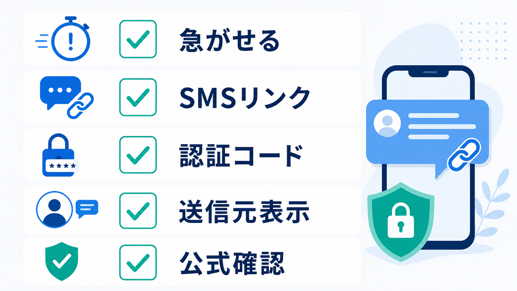 怪しいかどうかは複数の点を組み合わせて確認します。