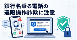 銀行を名乗る電話で遠隔操作ソフトを入れさせるボイスフィッシングに注意